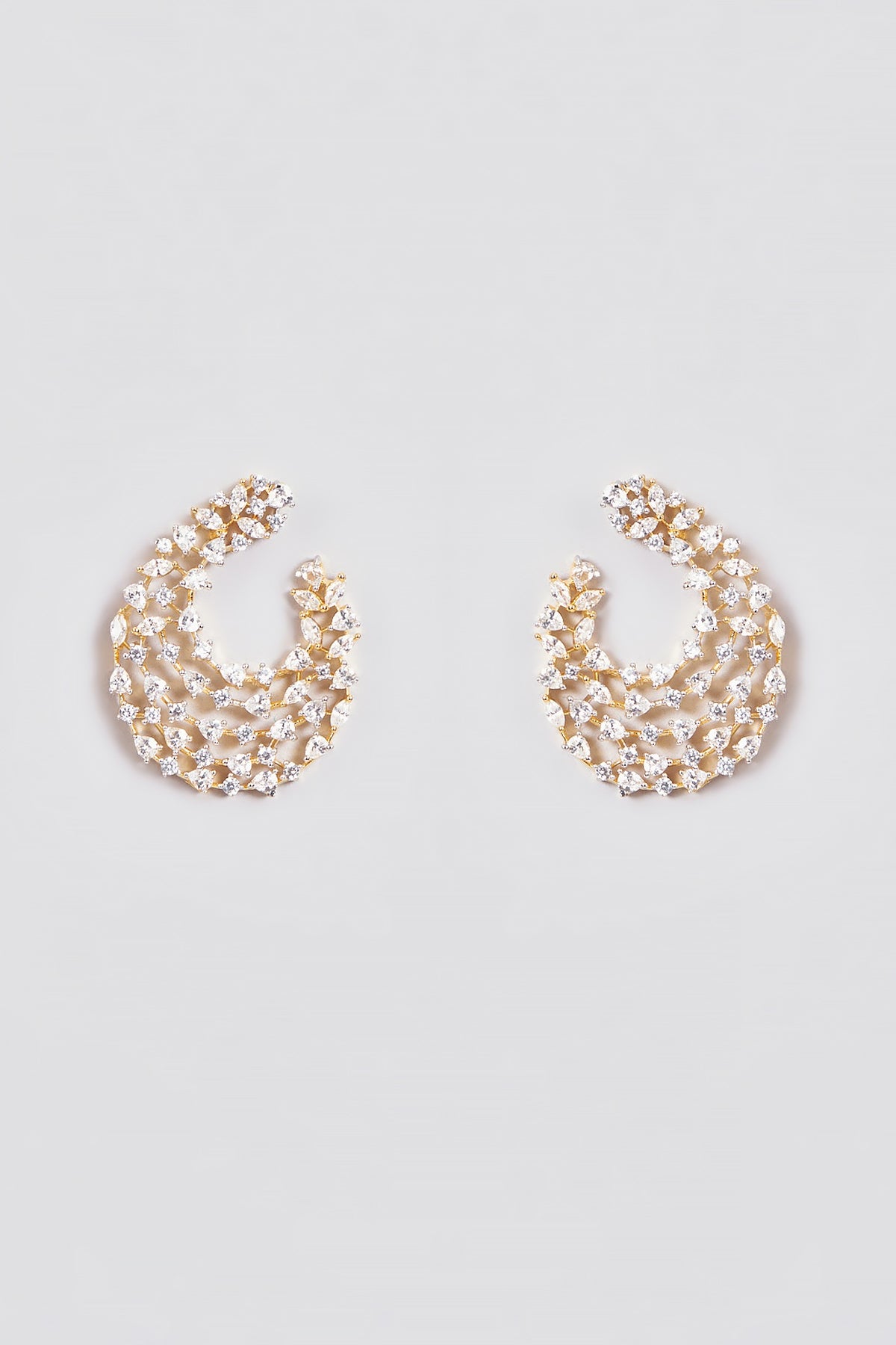 Gold Finish Zircon Stud Earrings