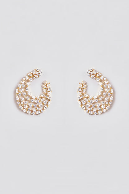 Gold Finish Zircon Stud Earrings