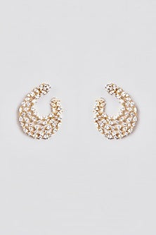 Gold Finish Zircon Stud Earrings