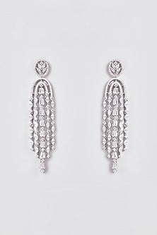 White Finish Zircon Dangler Earrings