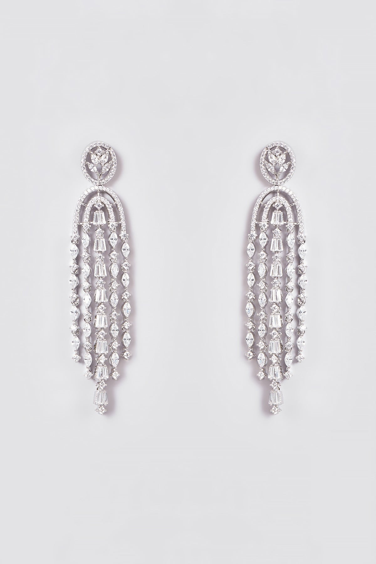 White Finish Zircon Dangler Earrings