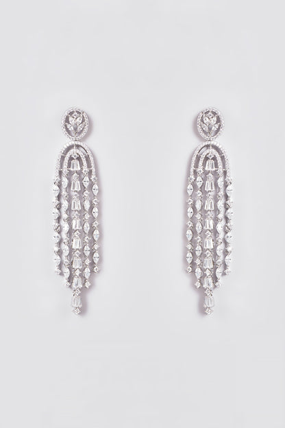 White Finish Zircon Dangler Earrings