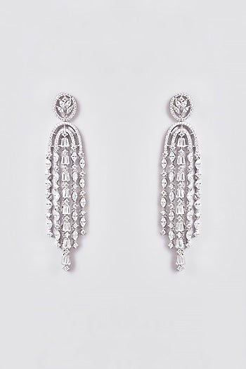 White Finish Zircon Dangler Earrings