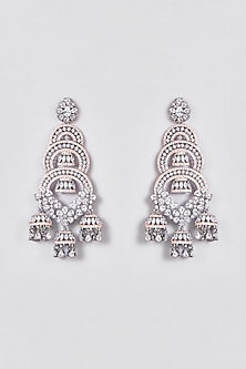 White Finish Zircon Dangler Earrings