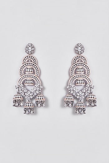 White Finish Zircon Dangler Earrings