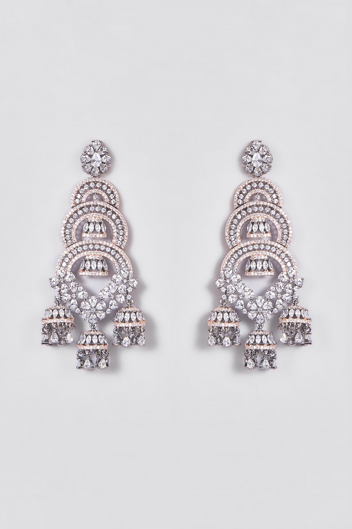 White Finish Zircon Dangler Earrings