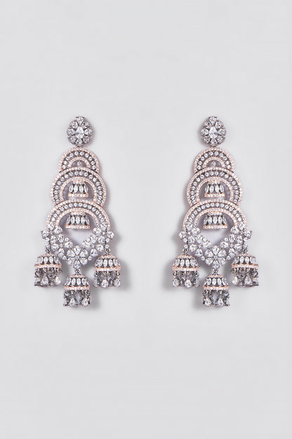 White Finish Zircon Dangler Earrings