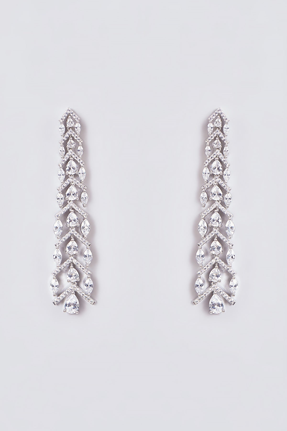 White Finish Zircon Dangler Earrings
