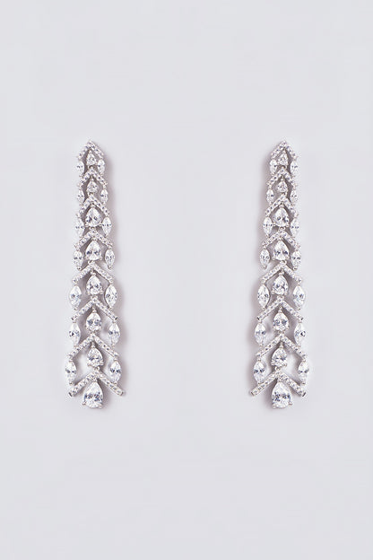 White Finish Zircon Dangler Earrings