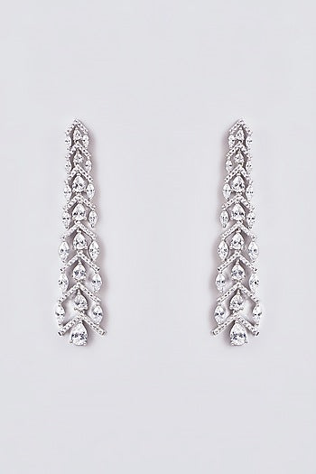 White Finish Zircon Dangler Earrings