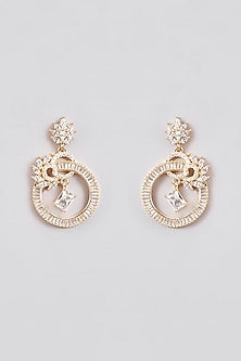 Gold Finish Zircon Dangler Earrings