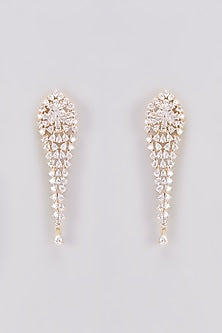 Gold Finish Zircon Dangler Earrings
