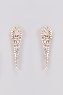 Gold Finish Zircon Dangler Earrings