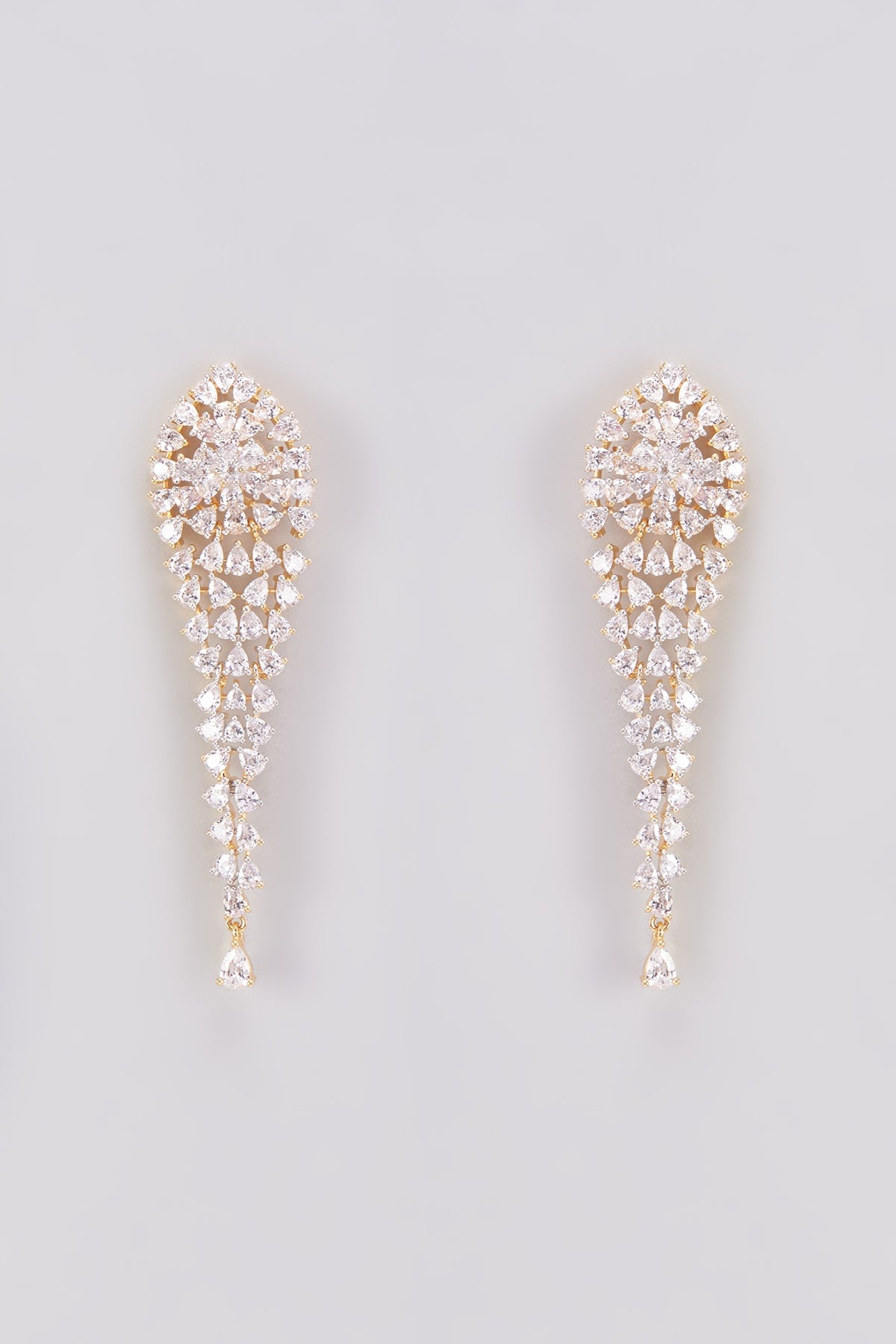 Gold Finish Zircon Dangler Earrings