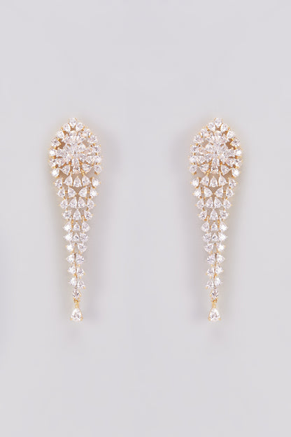 Gold Finish Zircon Dangler Earrings
