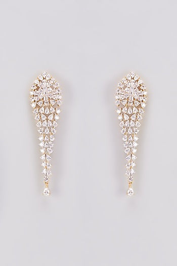 Gold Finish Zircon Dangler Earrings