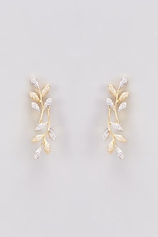 Gold Finish Zircon Dangler Earrings