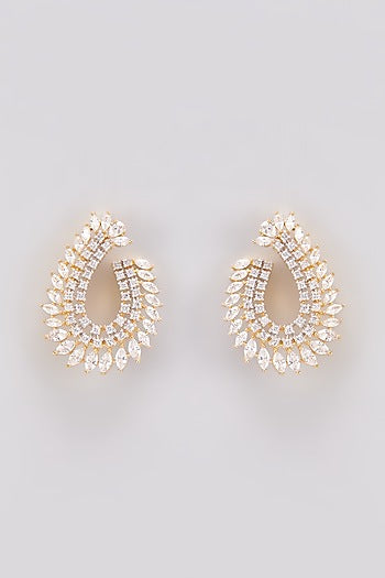 Gold Finish Zircon Stud Earrings