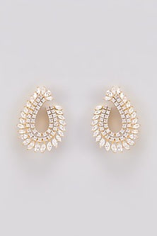 Gold Finish Zircon Stud Earrings