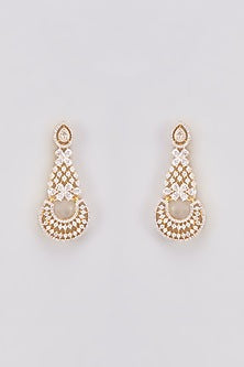 Gold Finish Zircon Dangler Earrings