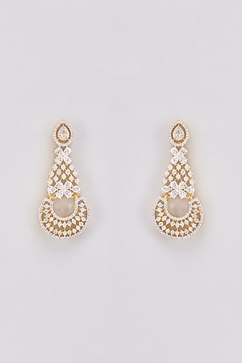 Gold Finish Zircon Dangler Earrings