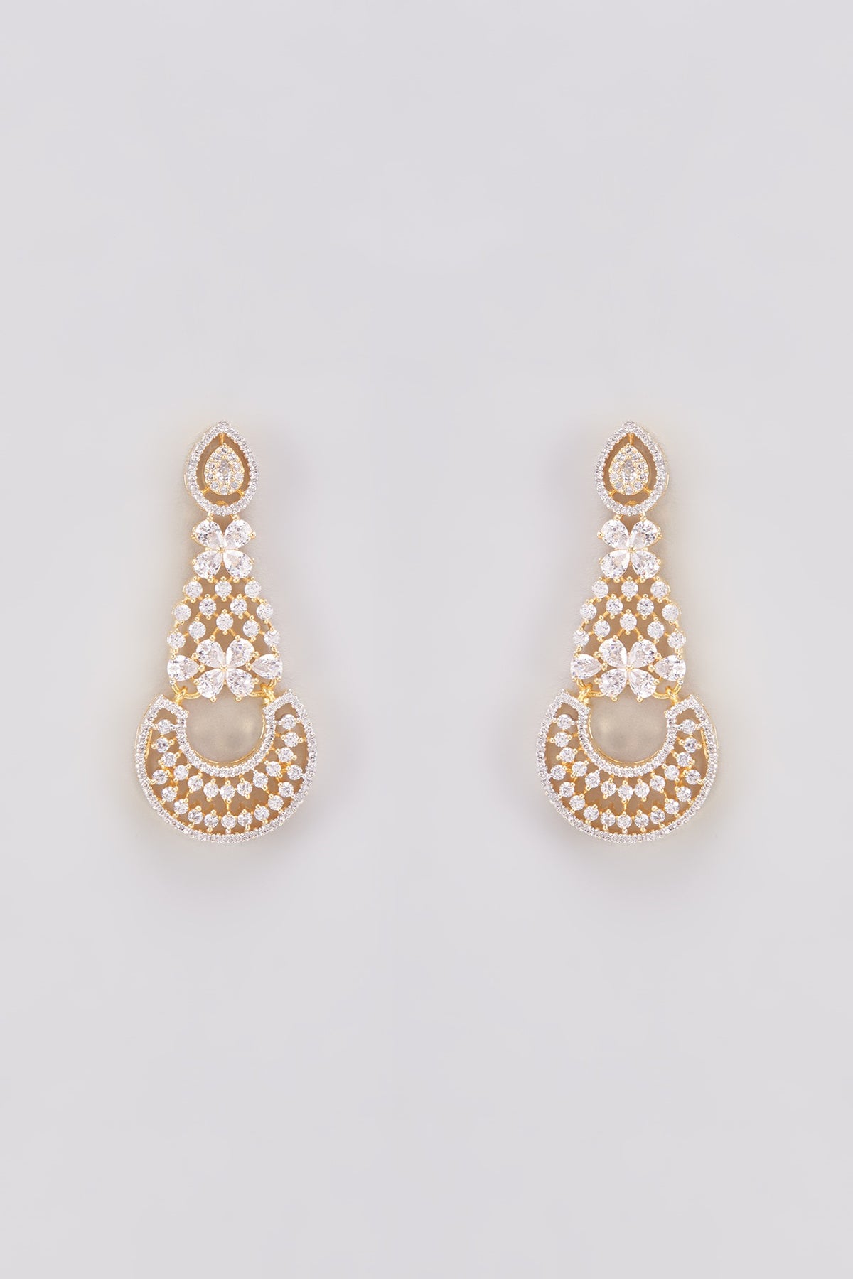 Gold Finish Zircon Dangler Earrings