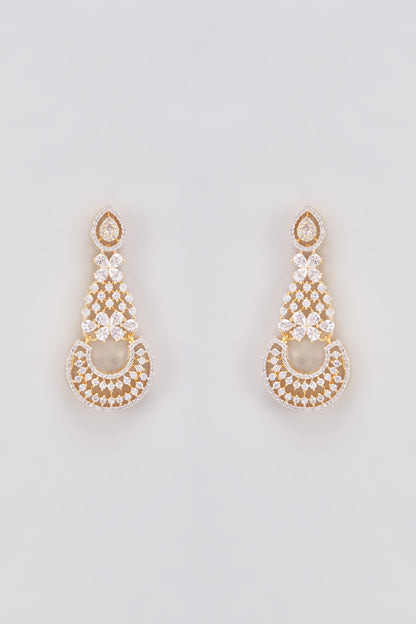 Gold Finish Zircon Dangler Earrings
