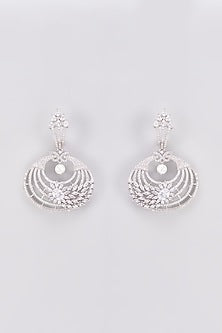 White Finish Zircon Dangler Earrings
