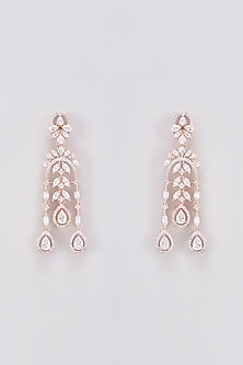 Rose Gold Finish Zircon Dangler Earrings