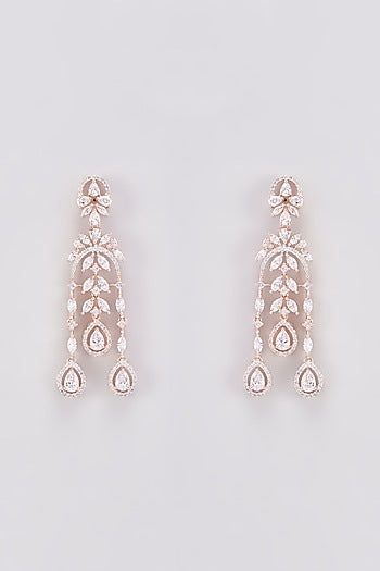 Rose Gold Finish Zircon Dangler Earrings