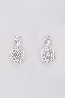 White Finish Zircon Dangler Earrings