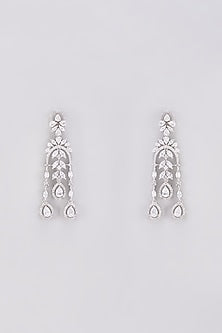 White Finish Zircon Dangler Earrings