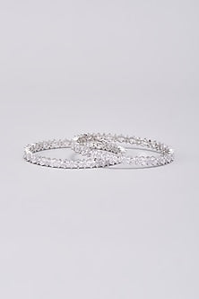 White Finish Zircons Bangles (Set Of 2)