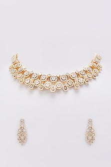Gold Finish Zircon Choker Necklace Set