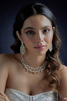 Gold Finish Zircon Choker Necklace Set