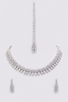 White Finish Zircon Necklace Set