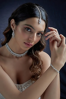 White Finish Zircon Necklace Set