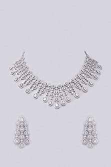 White Finish Zircon Necklace Set