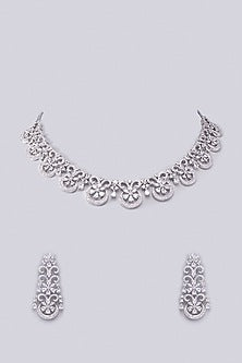 White Finish Zircon Necklace Set