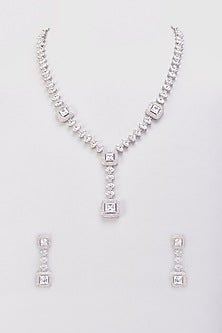 White Finish Zircon Necklace Set