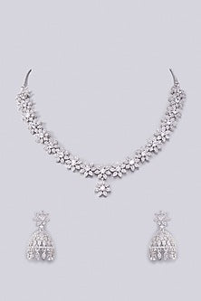 White Finish Zircon Necklace Set