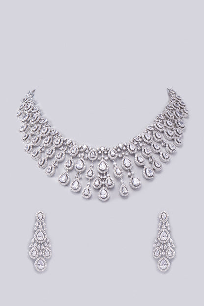 White Finish Zircon Necklace Set