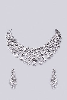 White Finish Zircon Necklace Set