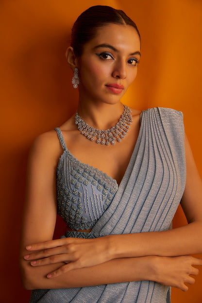 White Finish Zircon Necklace Set