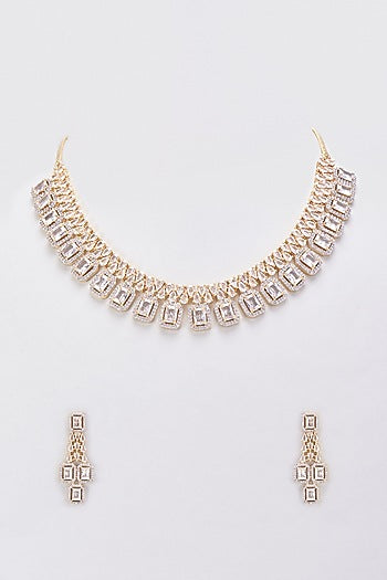Rose Gold Finish Zircon Necklace Set