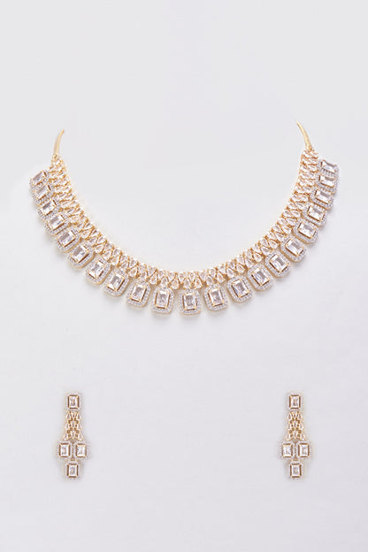 Rose Gold Finish Zircon Necklace Set