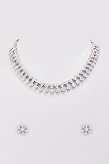 White Finish Zircon Necklace Set