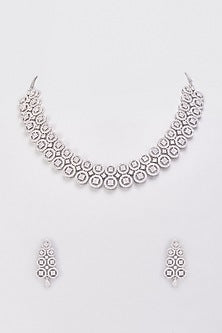 White Finish Zircon Necklace Set