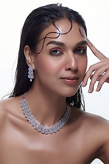 White Finish Zircon Necklace Set