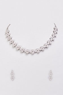 White Finish Zircon Necklace Set